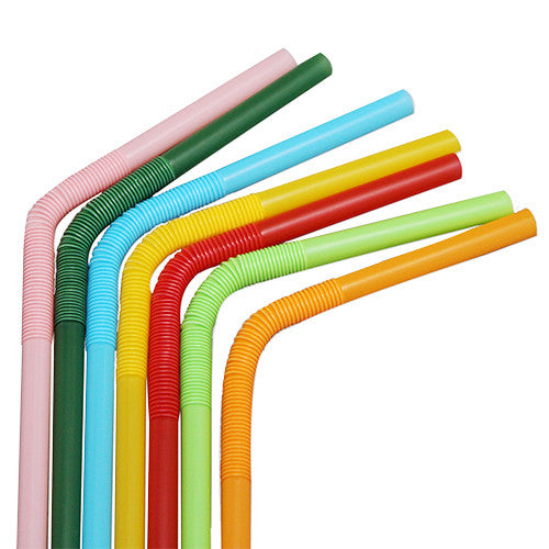 7.5'' - 13.5'' Flexible Jumbo Straws (5mm) - Mixed Colors - 4,000 ct - CustomPaperCup.com