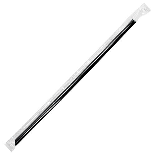 9" Jumbo Straws (5mm) Poly Wrapped - Black - 2,000 ct - CustomPaperCup.com