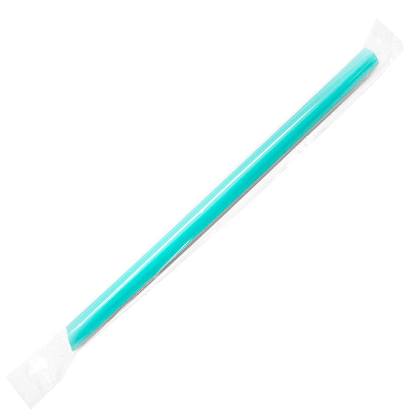 9'' Boba Straws (10mm) Poly Wrapped - Aqua - 1,600 ct - CustomPaperCup.com
