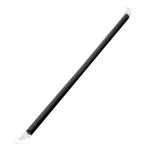 9'' Giant Straws (8mm) Poly Wrapped - Black - 2,000 ct - CustomPaperCup.com
