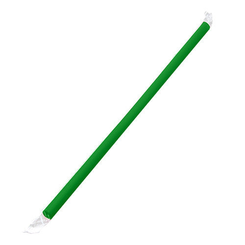 9'' Giant Straws (8mm) Poly Wrapped - Green - 2,500 ct - CustomPaperCup.com