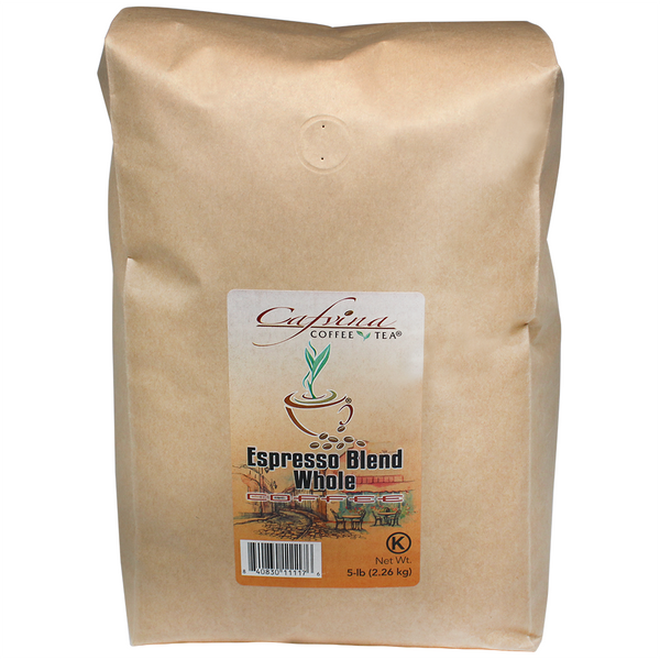 Cafvina Espresso Blend - Whole Bean (5 lbs) - CustomPaperCup.com Branded Restaurant Supplies