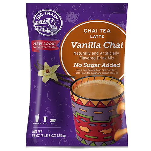 Big Train Vanilla Chai No Sugar Added Tea Latte Mix (3.5 lbs) - CustomPaperCup.com Branded Restaurant Supplies