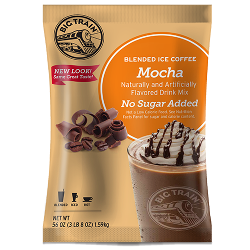 Big Train Mocha Blended Ice Coffee Mix No Sugar Added (3.5 lbs) - CustomPaperCup.com Branded Restaurant Supplies