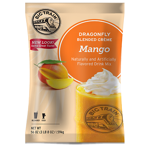 Big Train Dragonfly Mango Blended Crème Frappé Mix (3.5 lbs) - CustomPaperCup.com Branded Restaurant Supplies