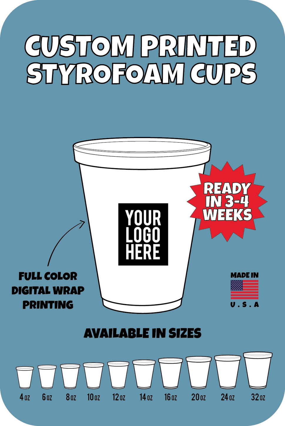 Custom Logo Printed Foam Drink Cups