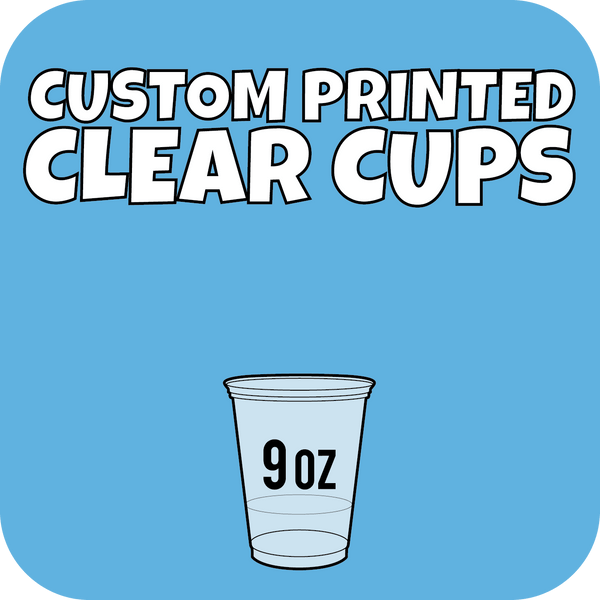 9oz Squat Custom Printed Clear Cups 1000ct - CustomPaperCup.com Branded Restaurant Supplies