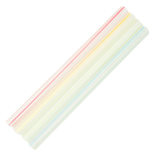 7.5'' Boba Straws (10mm) Flat Ends - Mixed Striped Colors - 4,500 ct - CustomPaperCup.com