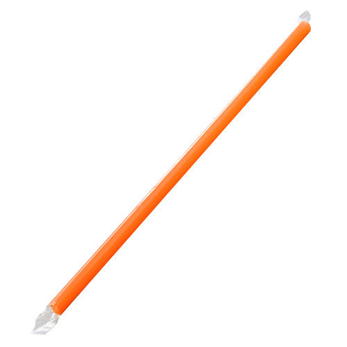 9'' Giant Straws (8mm) Poly Wrapped - Orange - 2,500 ct - CustomPaperCup.com