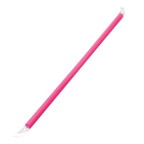 9'' Giant Straws (8mm) Poly Wrapped - Pink - 2,500 ct - CustomPaperCup.com