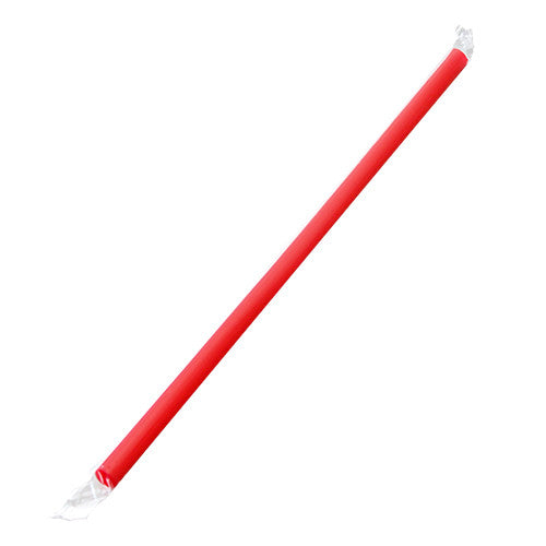 9'' Giant Straws (8mm) Poly Wrapped - Red - 2,500 ct - CustomPaperCup.com