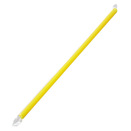 9'' Giant Straws (8mm) Poly Wrapped - Yellow - 2,500 ct - CustomPaperCup.com
