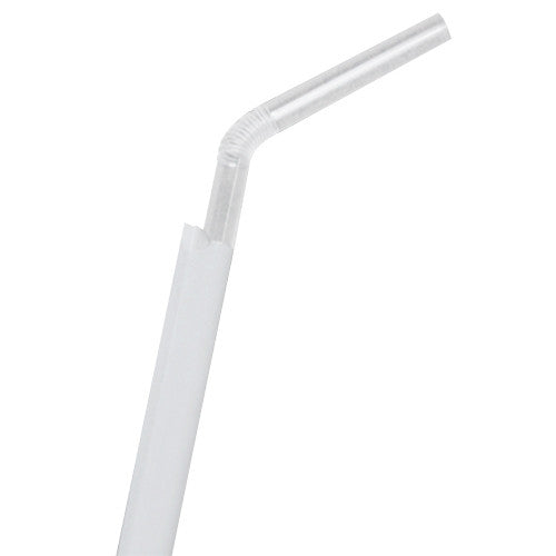 7.75'' Flexible Jumbo Straws (5mm) Paper Wrapped - Clear - 10,000 ct - CustomPaperCup.com