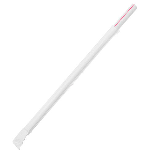 7.75'' Giant Straws (8mm) Paper Wrapped - White/Red Striped - 7,500 ct - CustomPaperCup.com