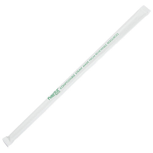 Eco-Friendly 9.5" Jumbo PLA Straws (5mm) Paper Wrapped - Clear - 4,800 ct - CustomPaperCup.com