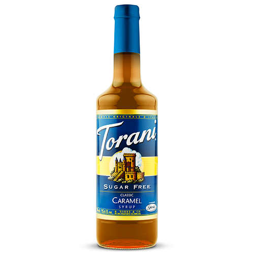 Torani Sugar Free Classic Caramel Syrup (750 mL) - CustomPaperCup.com Branded Restaurant Supplies