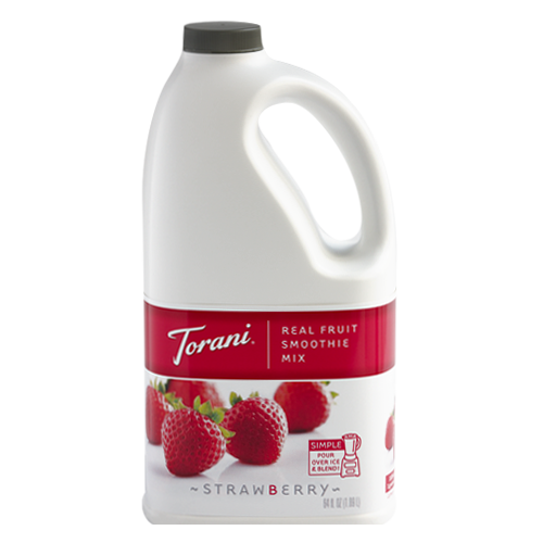Torani Strawberry Real Fruit Smoothie Mix (64oz) - CustomPaperCup.com Branded Restaurant Supplies