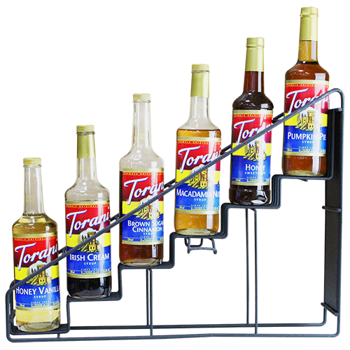 Torani Syrup Wire Rack (6 Bottles) - CustomPaperCup.com Branded Restaurant Supplies