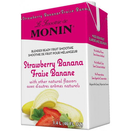 Monin Strawberry Banana Fruit Smoothie Mix (46oz) - CustomPaperCup.com Branded Restaurant Supplies