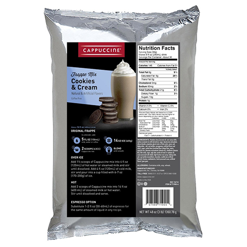 Cappuccine Cookies & Cream Frappe Mix (3 lbs) - CustomPaperCup.com Branded Restaurant Supplies