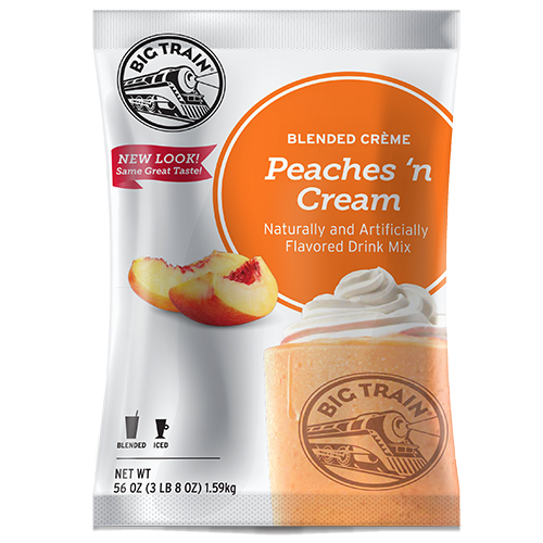 Big Train Peaches 'N Cream Blended Crème Frappé Mix (3.5 lbs) - CustomPaperCup.com Branded Restaurant Supplies