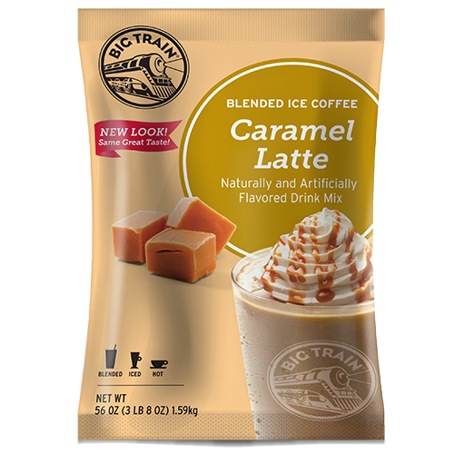 Big Train Caramel Latte Blended Ice Coffee Mix (3.5 lbs) - CustomPaperCup.com Branded Restaurant Supplies