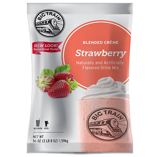 Big Train Strawberry Blended Crème Frappé Mix (3.5 lbs) - CustomPaperCup.com Branded Restaurant Supplies