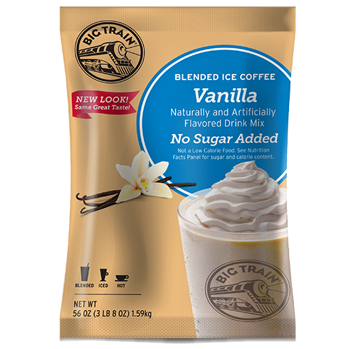 Big Train Vanilla Latte No Sugar Added Blended Ice Coffee Mix (3.5 lbs) - CustomPaperCup.com Branded Restaurant Supplies