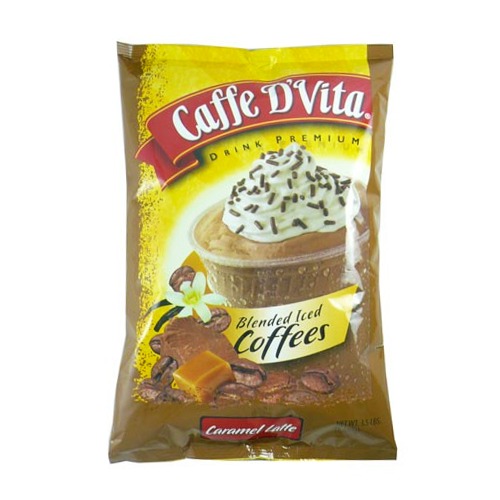 Caffe D'Vita Caramel Latte Blended Ice Coffee (3.5 lbs) - CustomPaperCup.com Branded Restaurant Supplies