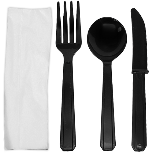 Karat PS Heavy Weight Cutlery Kits - Black - 250 ct - CustomPaperCup.com